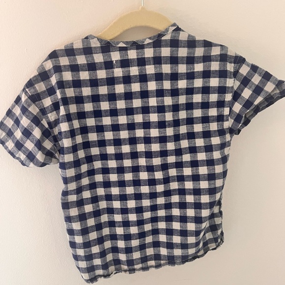 Zara gingham boys short sleeve shirt size 18-24mo - Picture 2 of 4